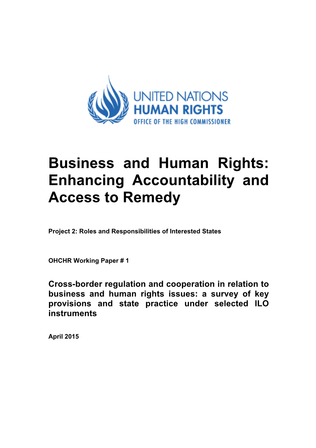 Project 2 Preliminary Study of ILO Treaties and State