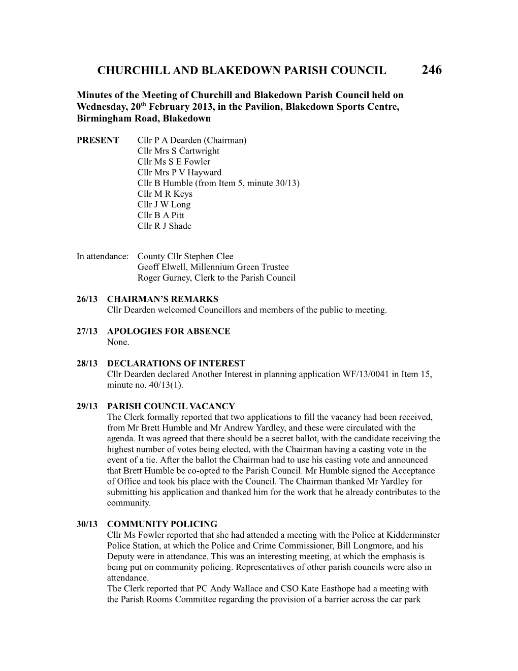 Churchill and Blakedown Parish Council 246