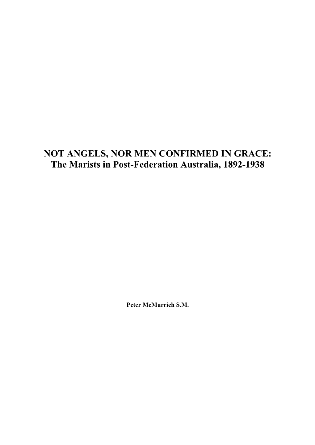 The Marists in Post-Federation Australia, 1892-1938