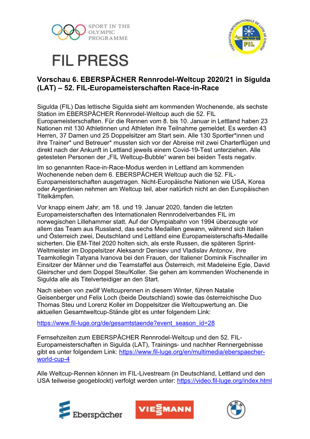 Vorschau 6. EBERSPÄCHER Rennrodel-Weltcup 2020/21 in Sigulda (LAT) – 52