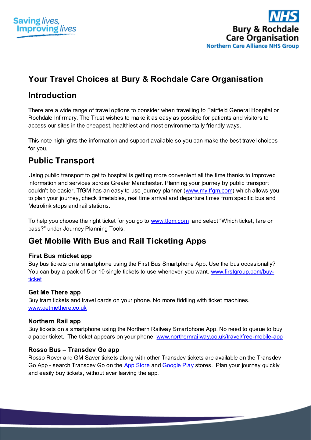 Travel Choices at Bury and Rochdale Care Organisation