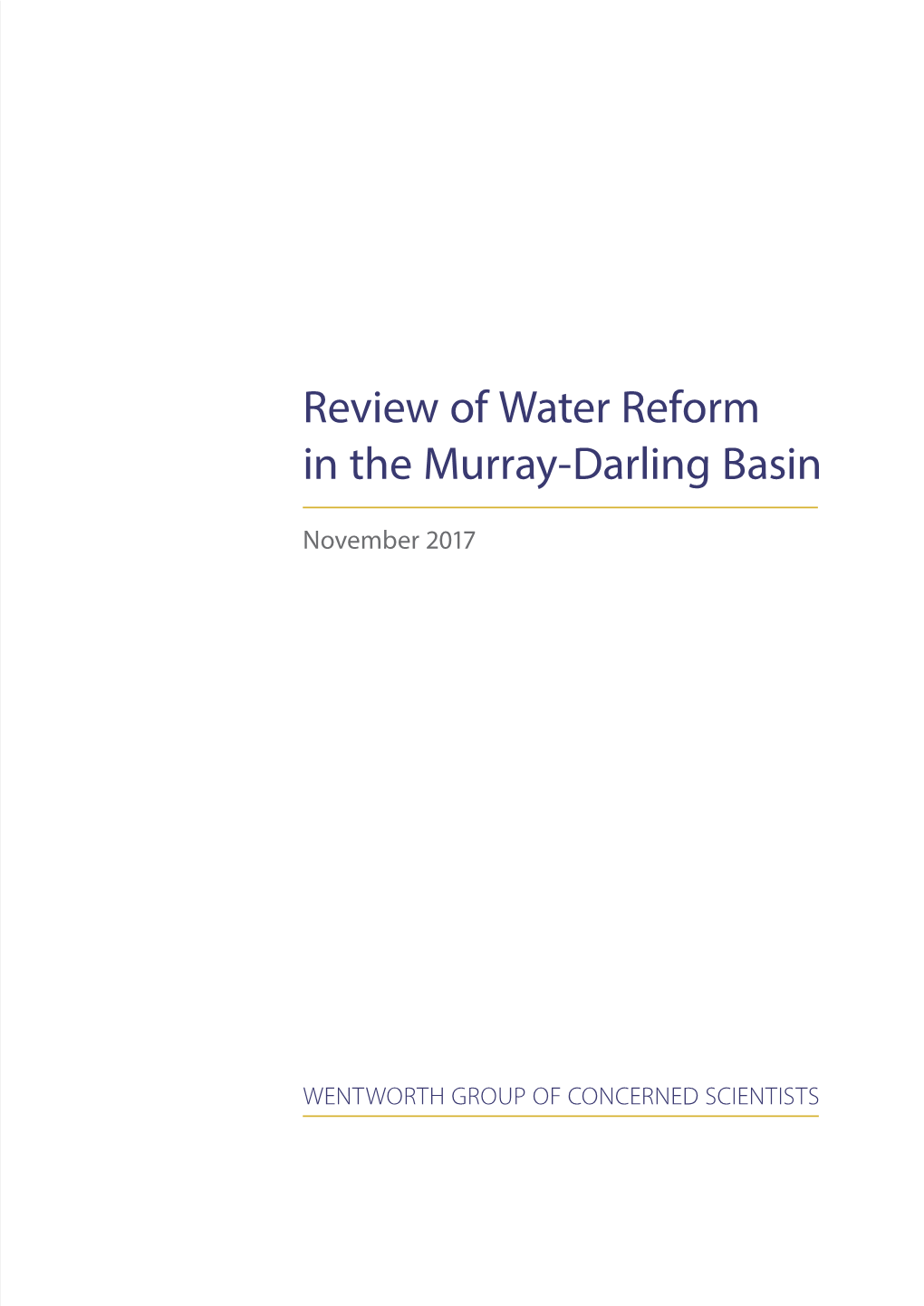 Review of Water Reform in the Murray-Darling Basin
