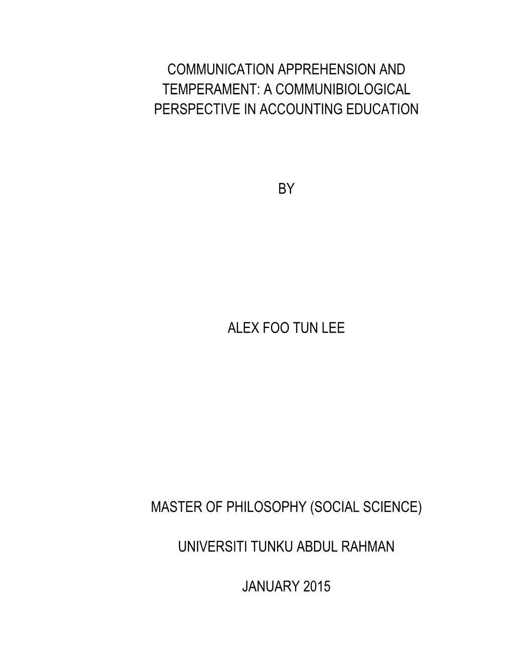 Communication Apprehension and Temperament: a Communibiological Perspective in Accounting Education