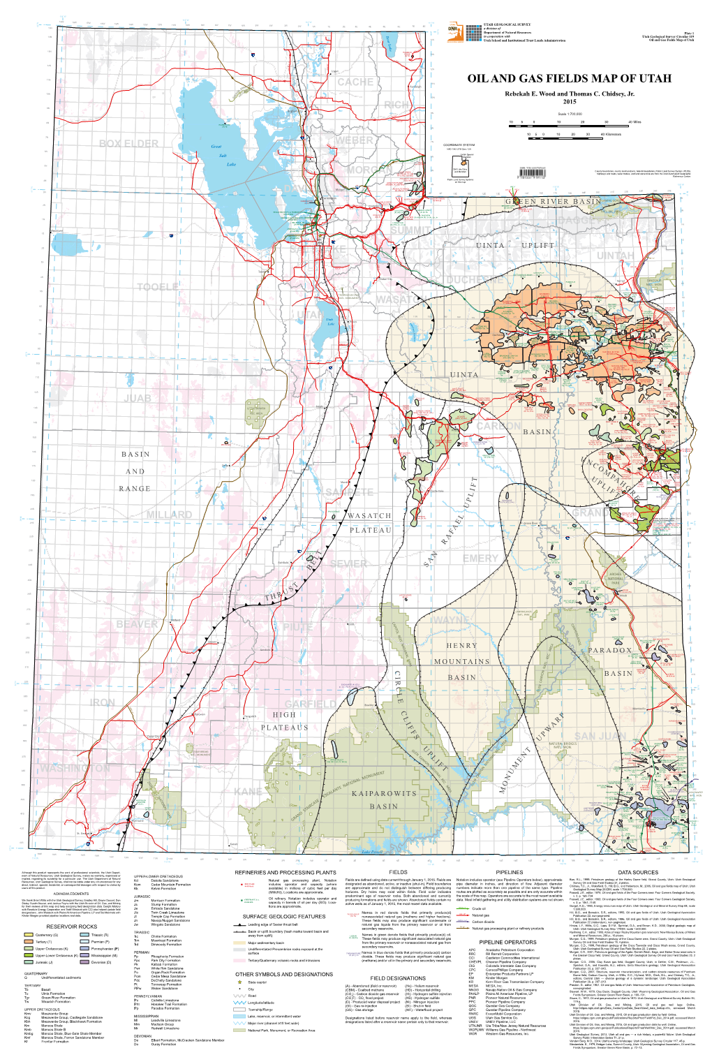 Oil and Gas Fields Map of Utah E R ” Utah School and Institutional Trust Lands Administration V P L L 8 ” A