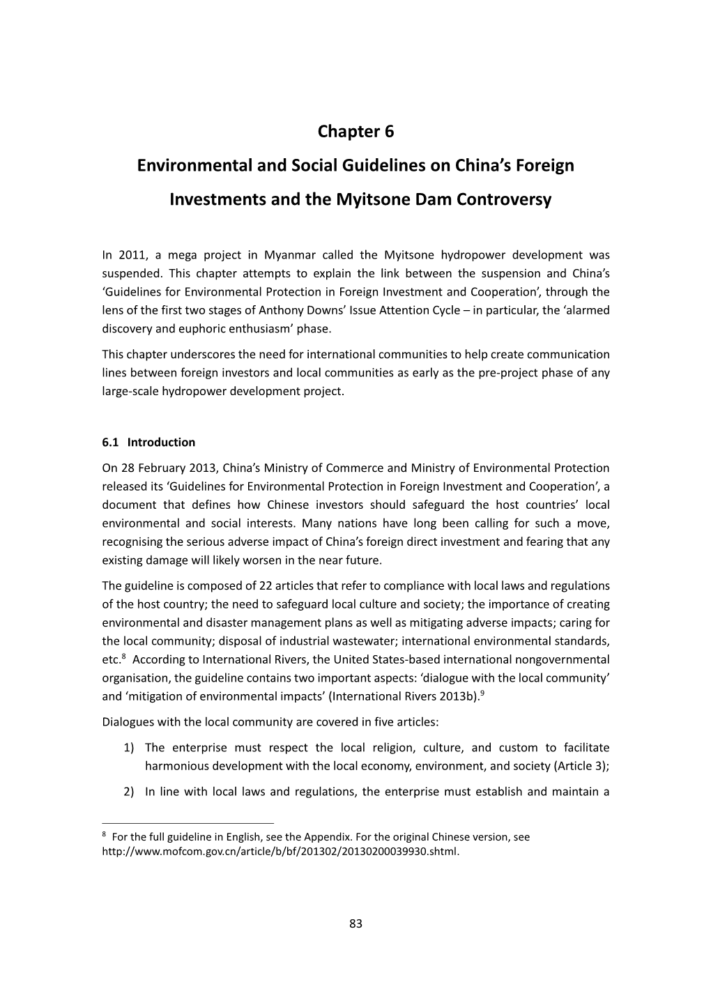 Chapter 6. Environmental and Social Guidelines on China's Foreign