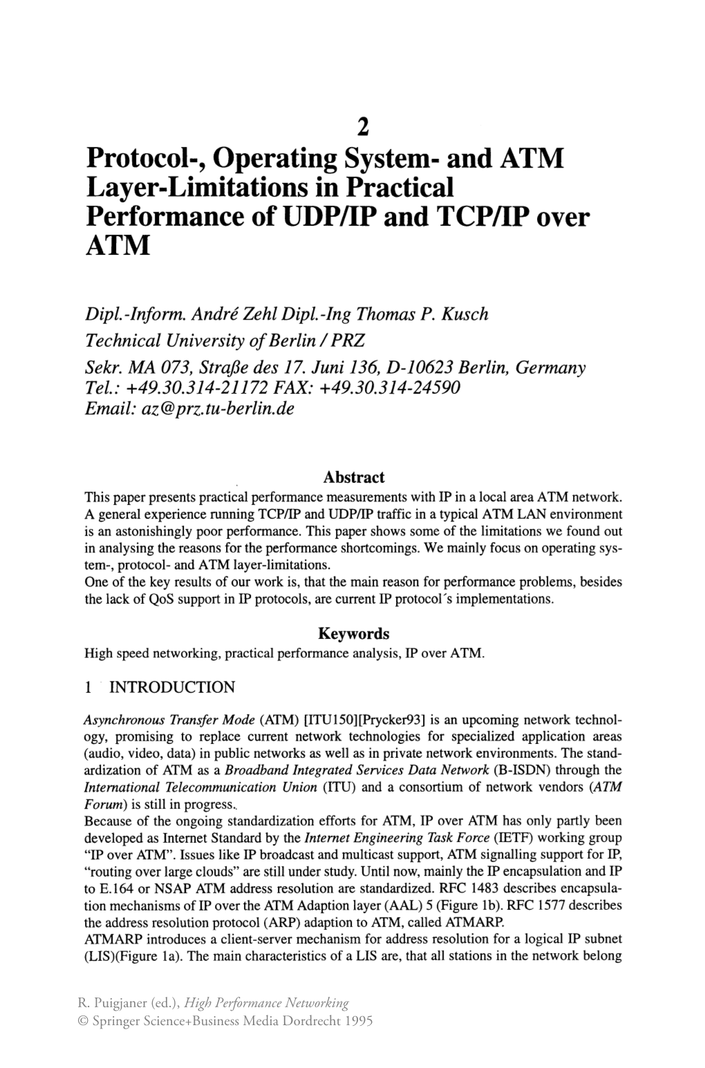Protocol-, Operating System- and ATM Layer-Limitations in Practical Performance of UDPIIP and TCPIIP Over ATM