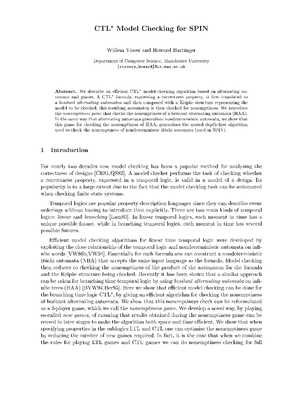 CTL* Model Checking for SPIN