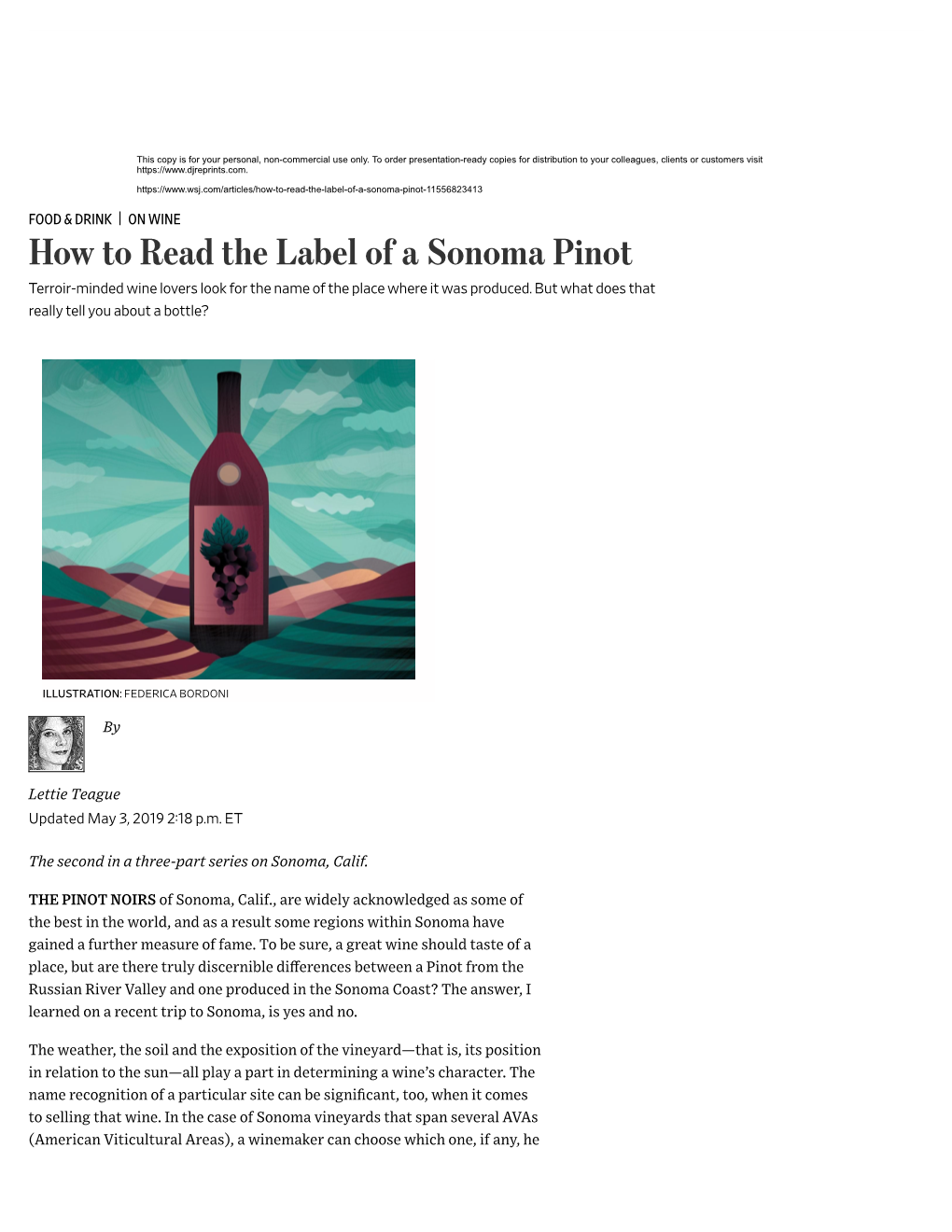 How to Read the Label of a Sonoma Pinot Terroir-Minded Wine Lovers Look for the Name of the Place Where It Was Produced