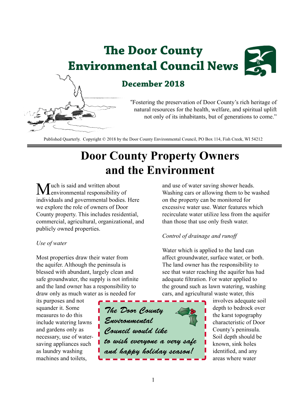 The Door County Environmental Council News