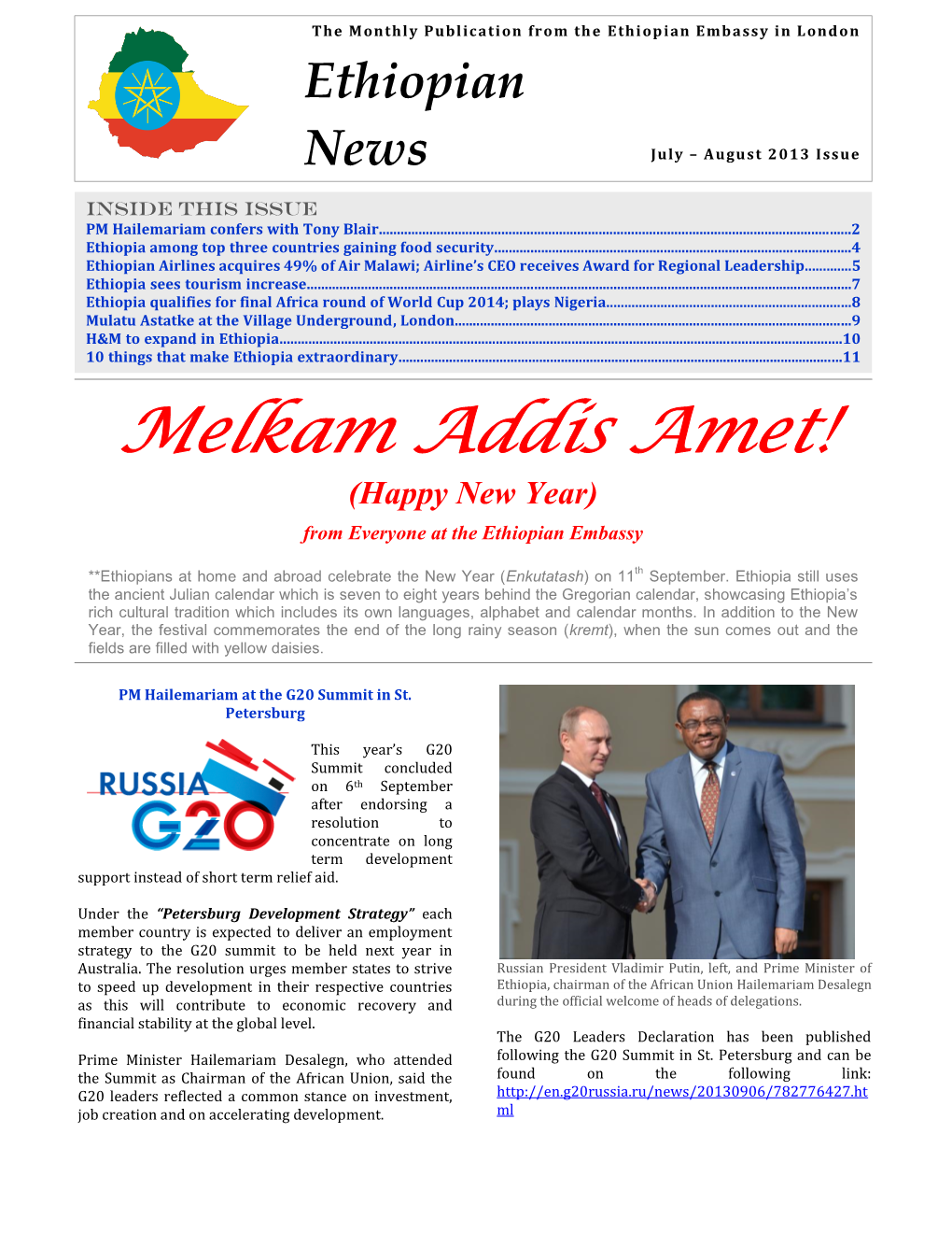 Meles Lauds Effort to Collect Pledged Money at Copenhagen