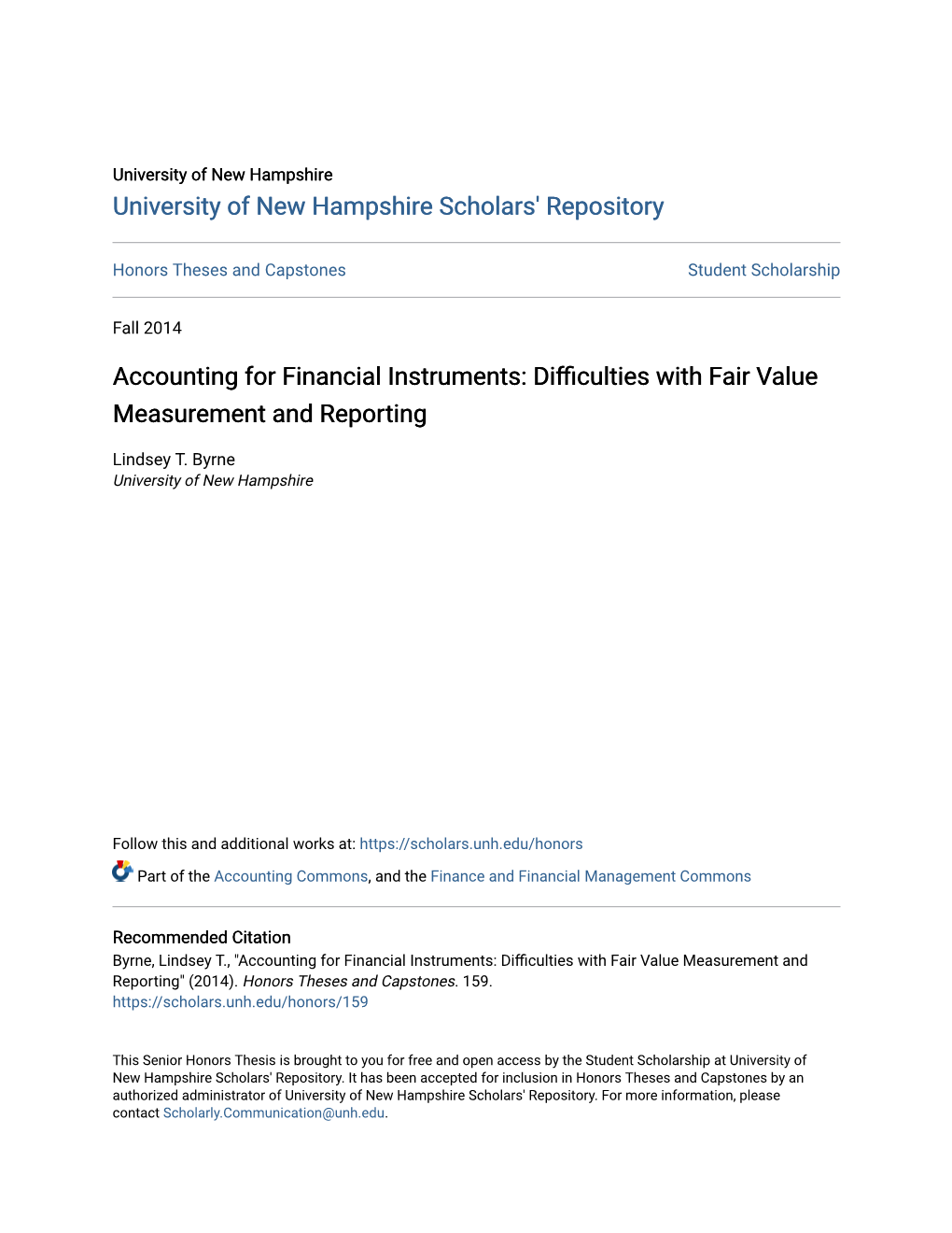 Accounting for Financial Instruments: Difficulties with Fair Value