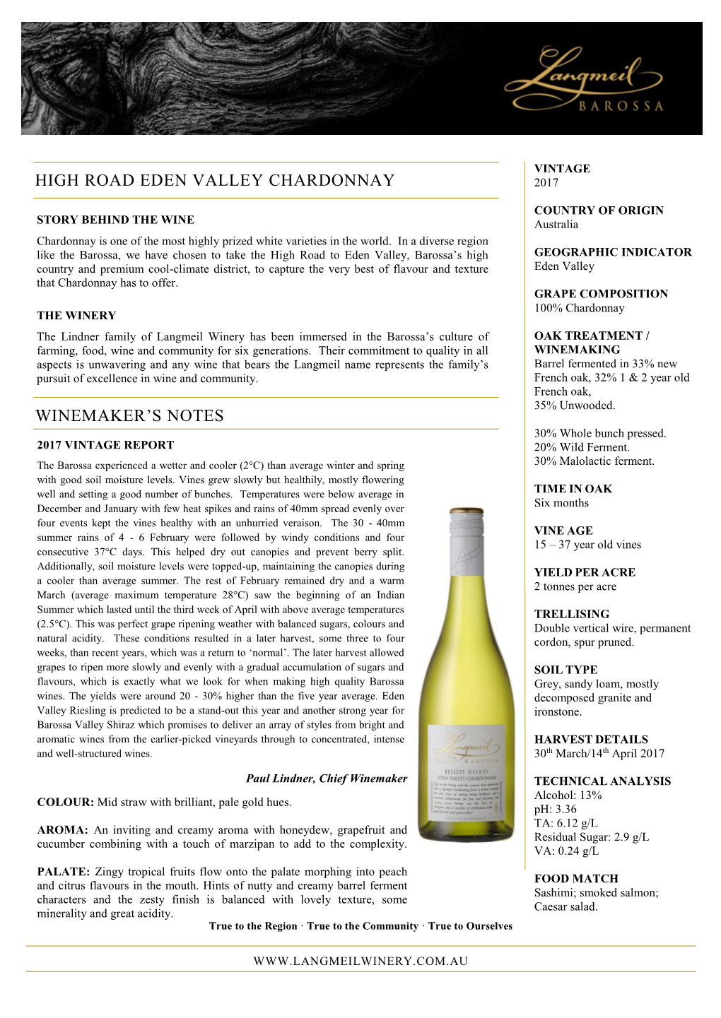 High Road Eden Valley Chardonnay Winemaker's