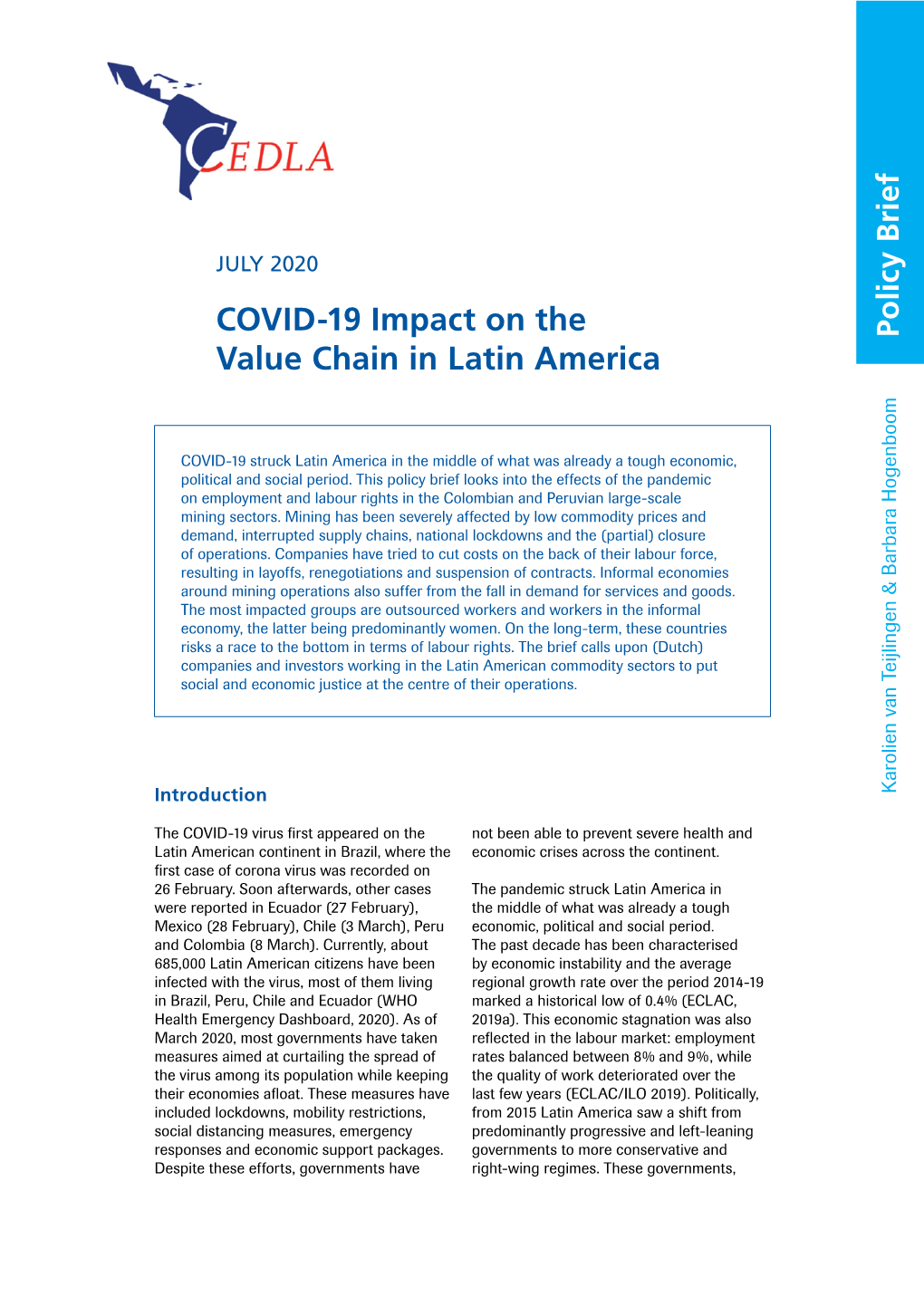 COVID-19 Impact on the Value Chain in Latin America