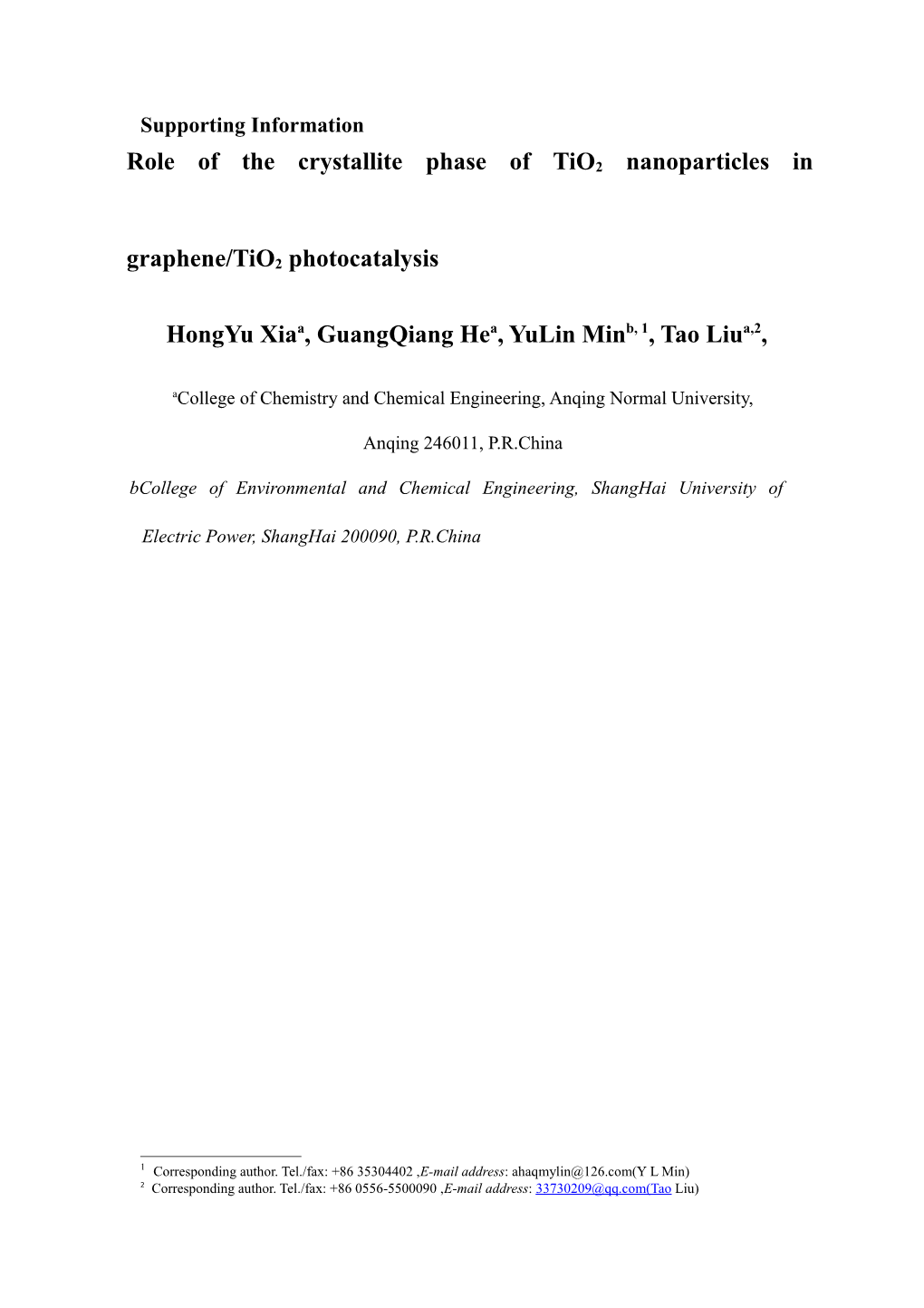 Role of the Crystallite Phase of Tio2 Nanoparticles in Graphene/Tio2 Photocatalysis