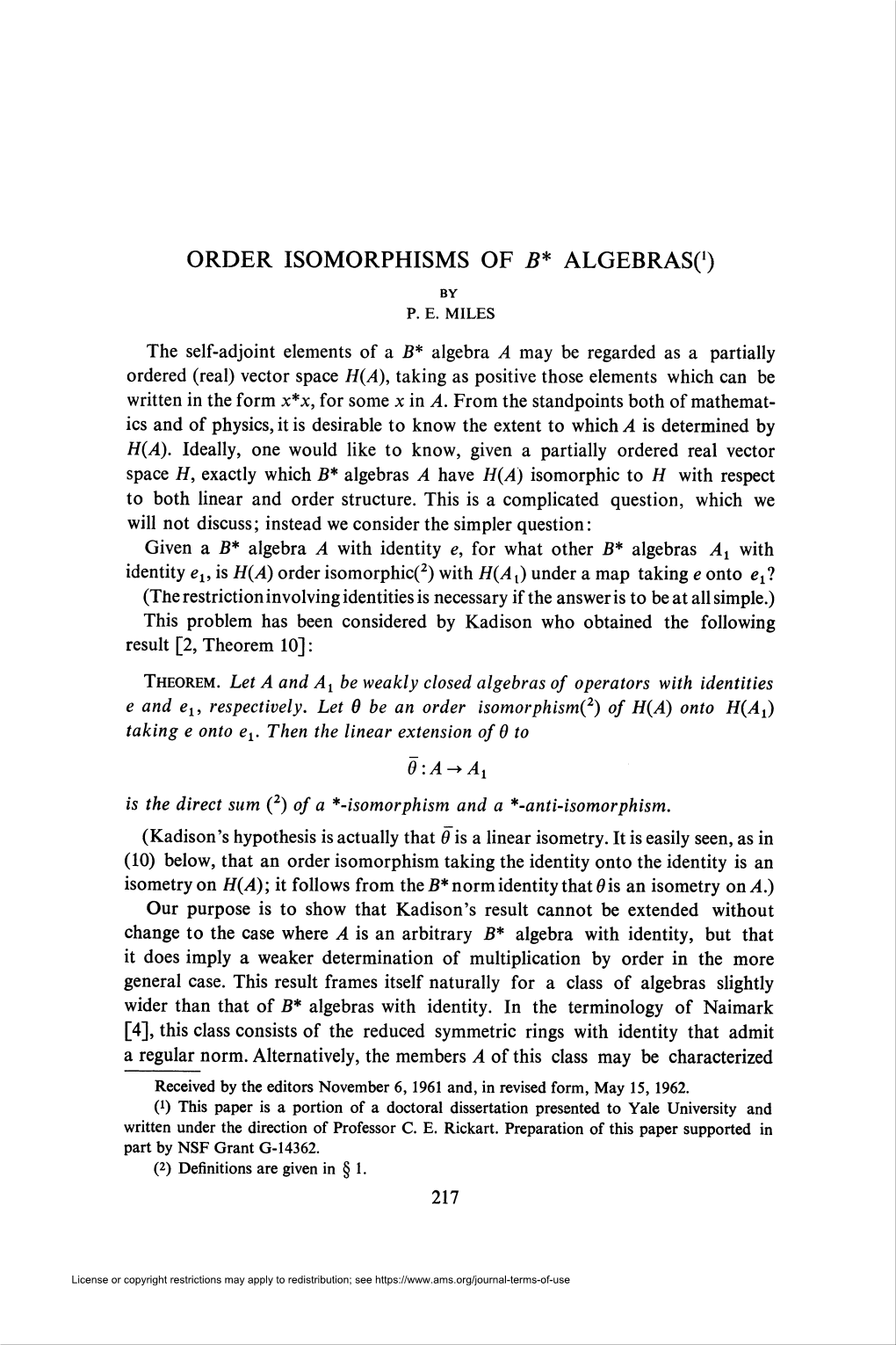 ORDER ISOMORPHISMS of J5* ALGEBRAS(')