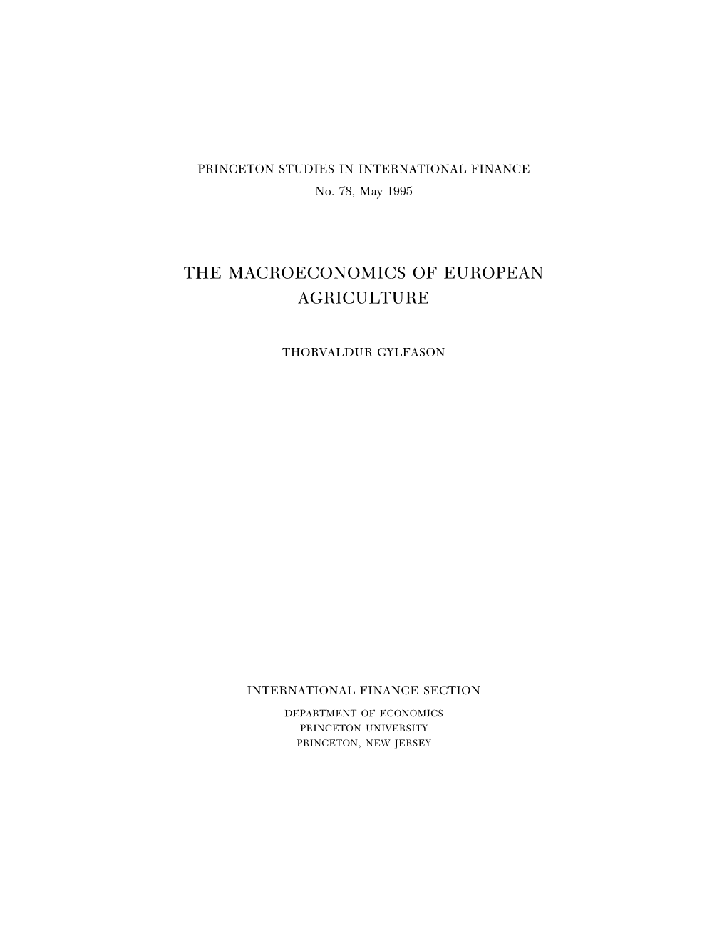 The Macroeconomics of European Agriculture