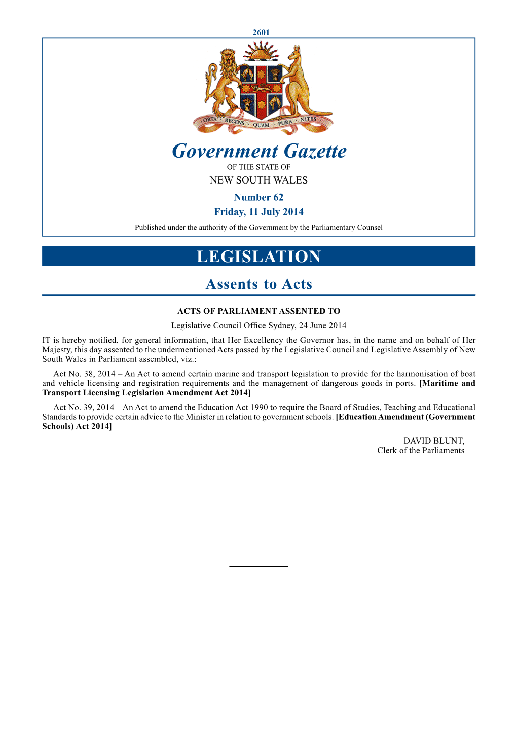 Government Gazette of 11 July 2014