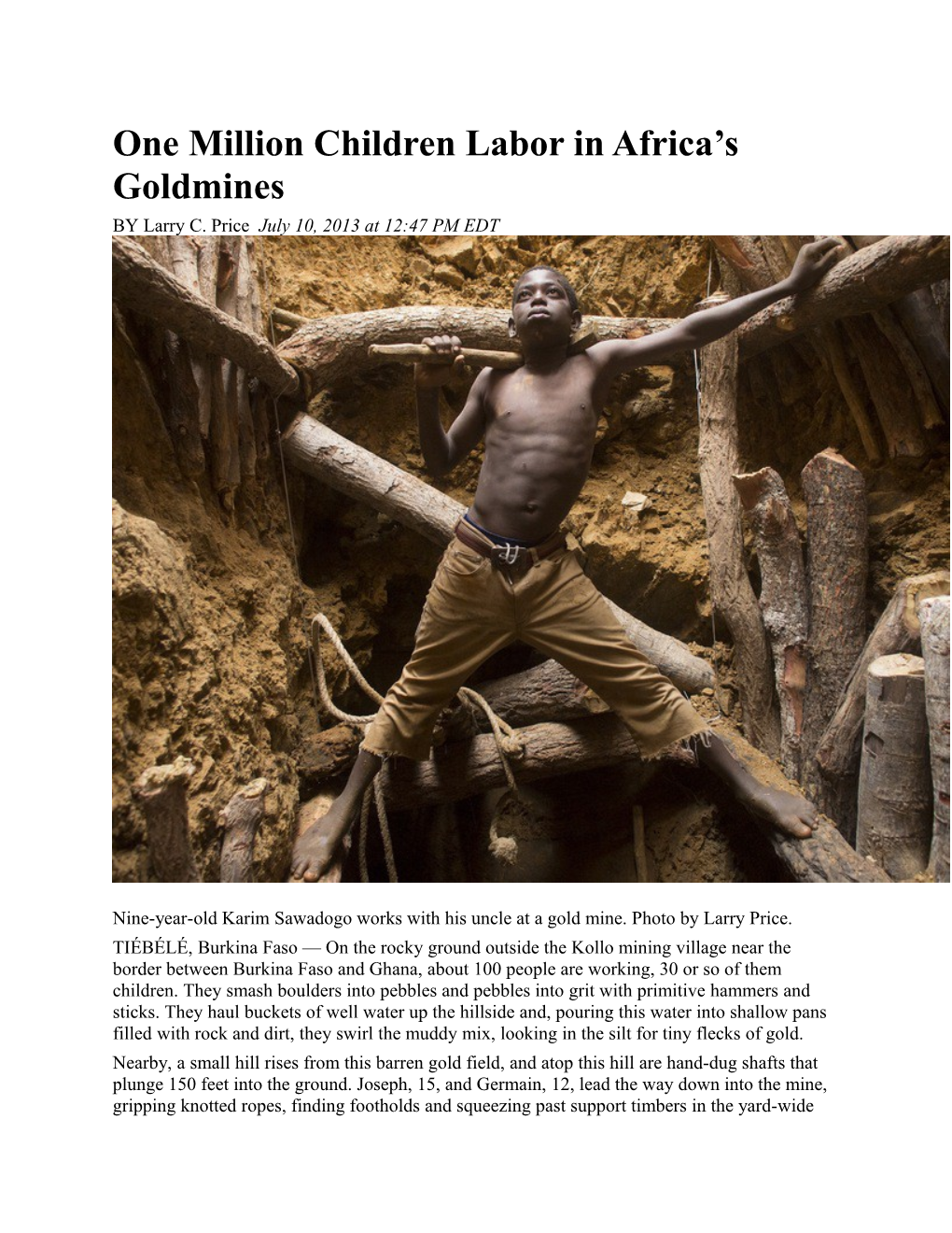 One Million Children Labor in Africa S Goldmines