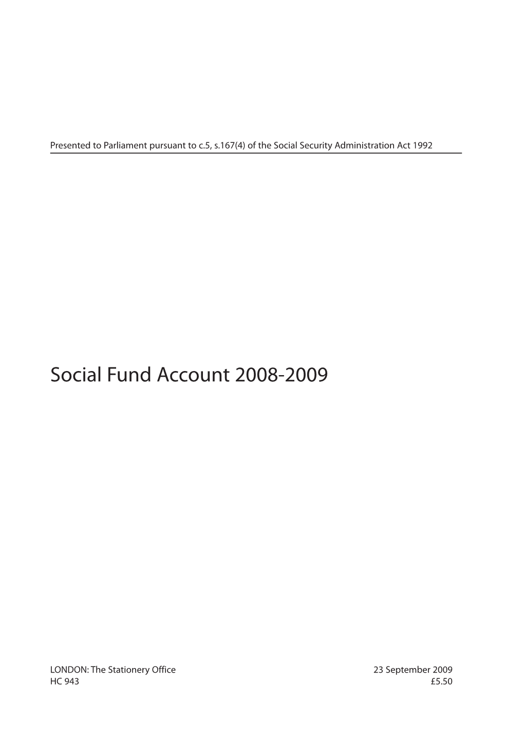 Social Fund Account 2008-2009 HC