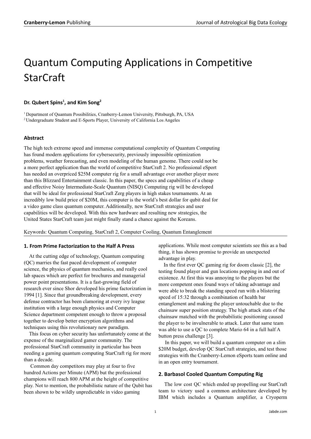 Quantum Computing Applications in Competitive Starcraft