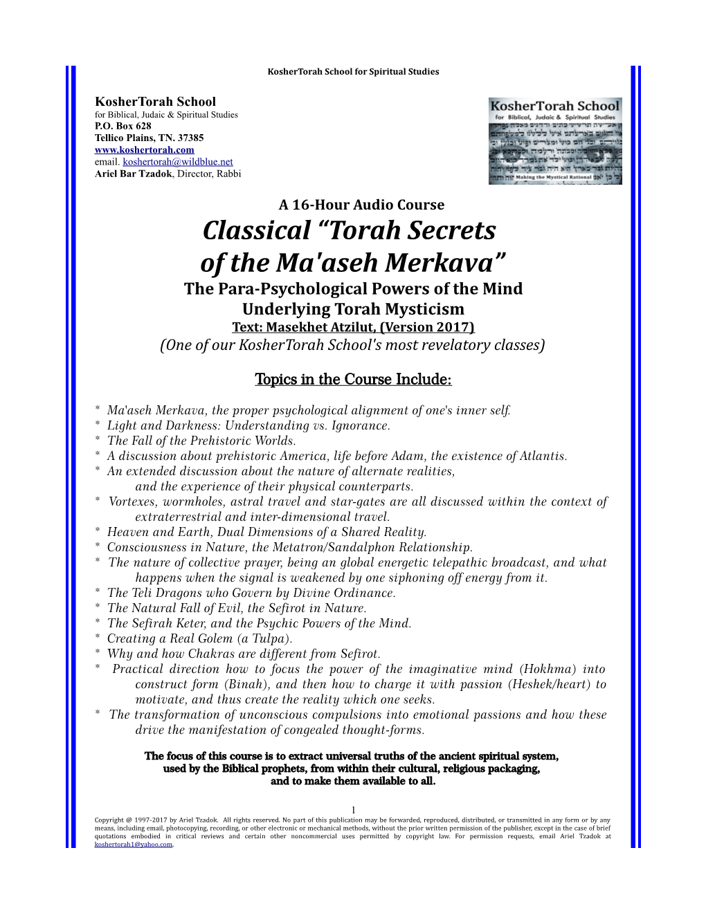 Torah Secrets of the Ma'aseh Merkava