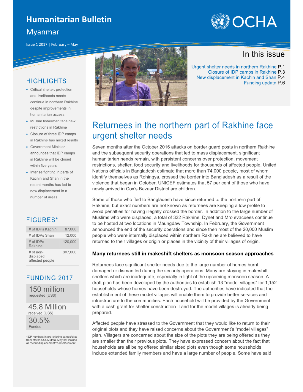 Returnees in the Northern Part of Rakhine Face Urgent Shelter Needs Humanitarian Bulletin