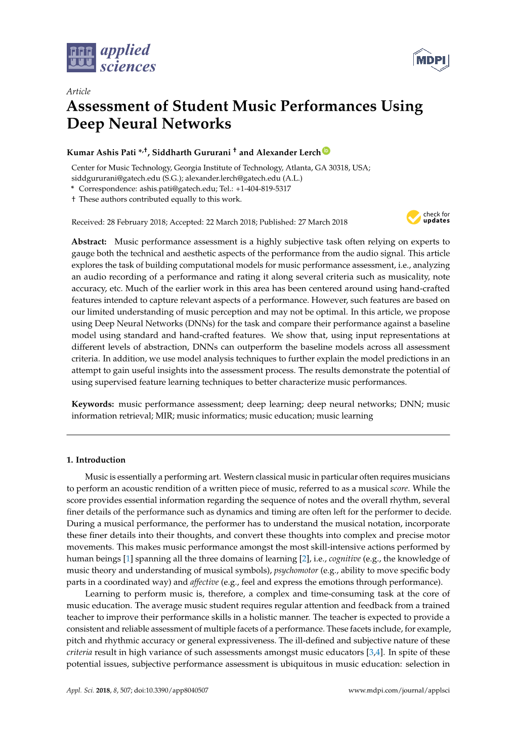 Assessment of Student Music Performances Using Deep Neural Networks