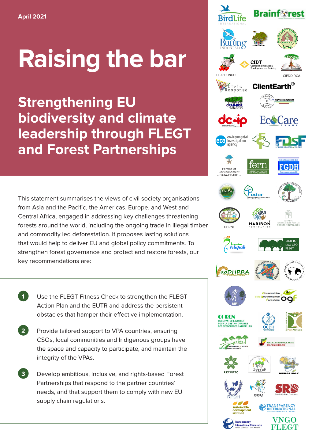Raising the Bar: Strengthening EU Biodiversity and Climate Leadership Through FLEGT and Forest Partnerships 2/8