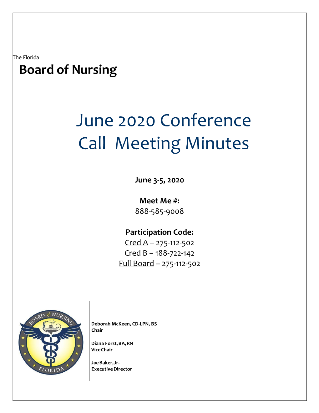 June 2020 Conference Call Meeting Minutes