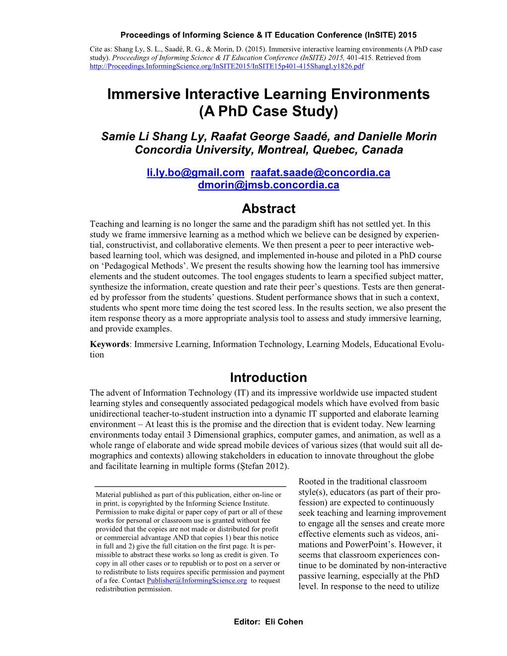 Immersive Interactive Learning Environments (A Phd Case Study)