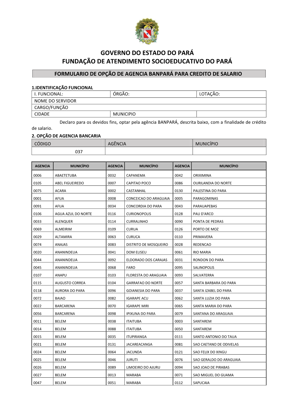 Governo Do Estado Do Pará Fundação De Atendimento Socioeducativo Do Pará