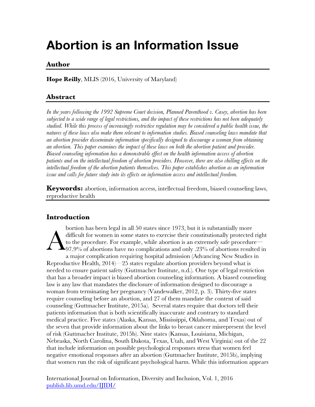Abortion Is an Information Issue