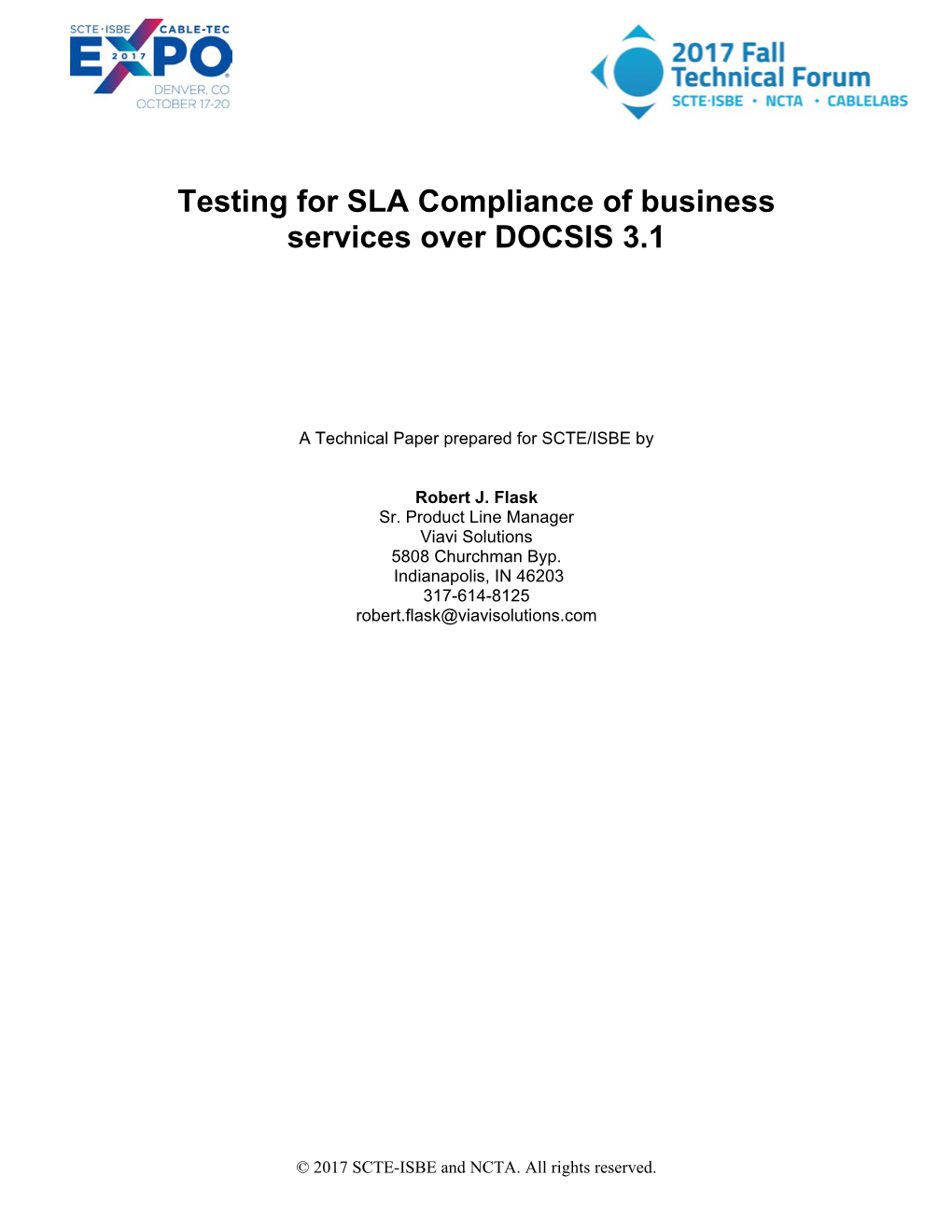 Testing for SLA Compliance of Business Services Over DOCSIS 3.1