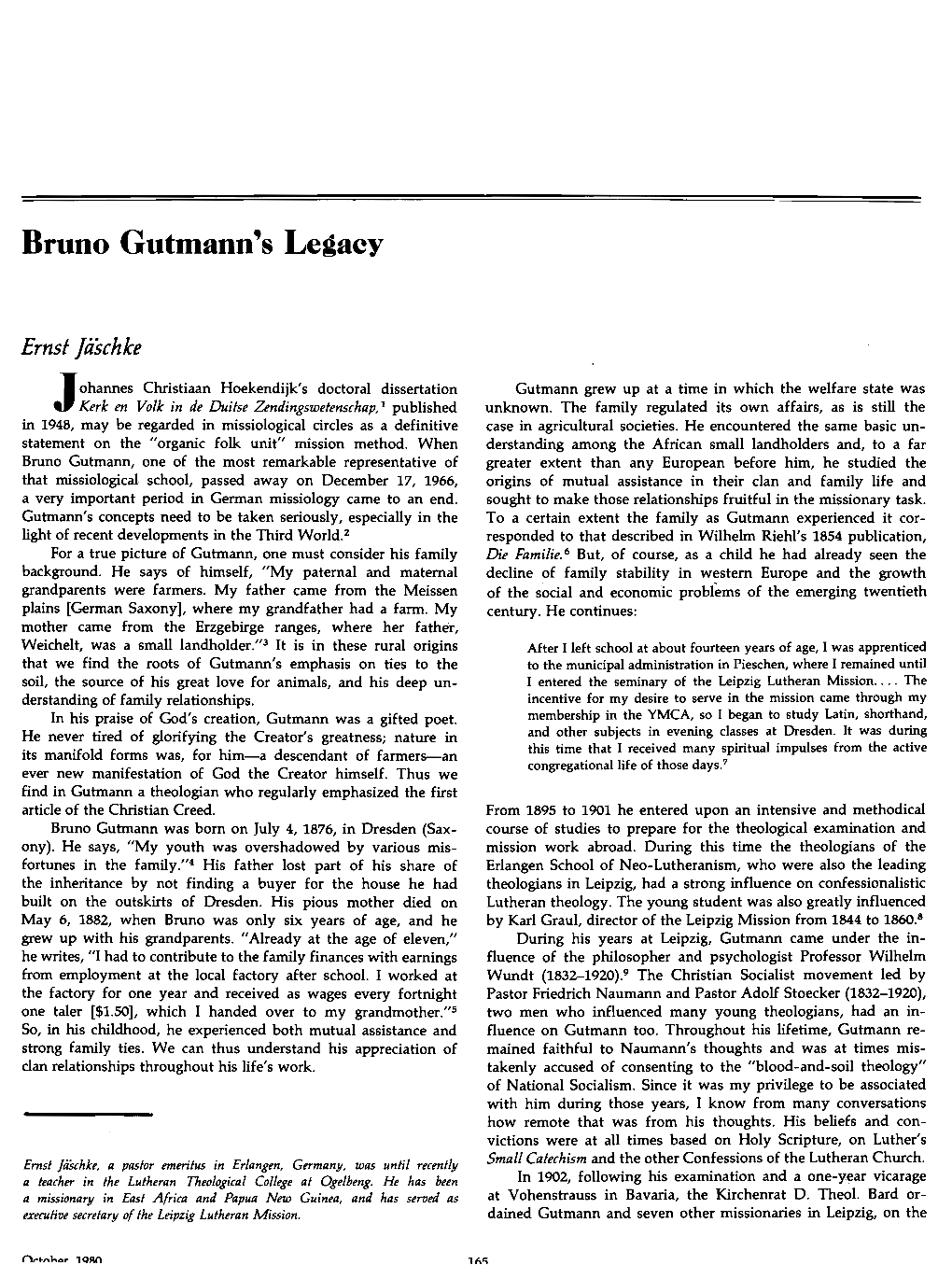 Bruno Gutmann's Legacy