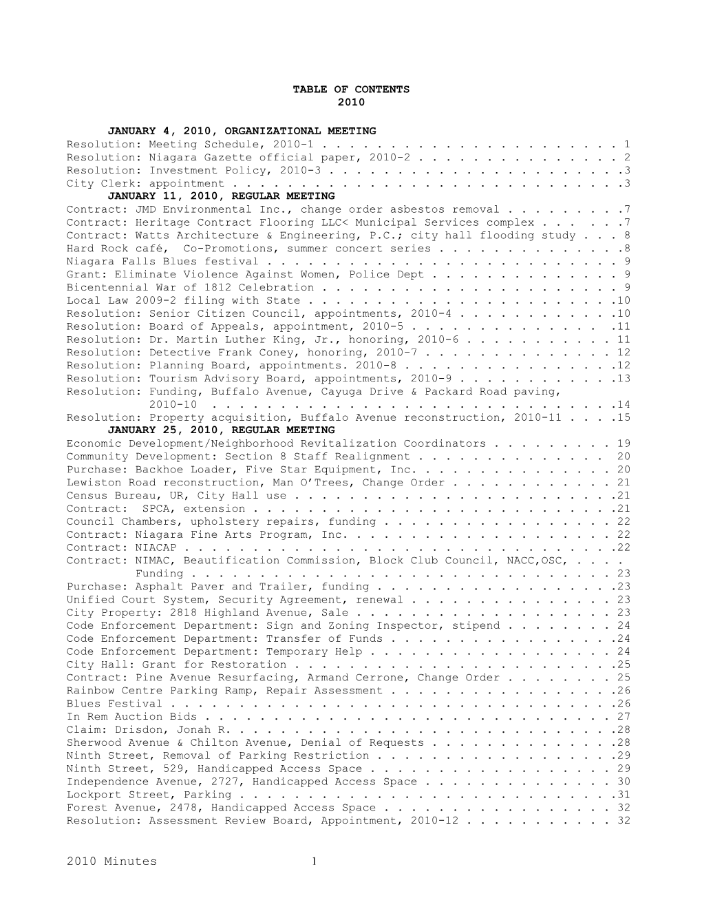 Table of Contents 2010