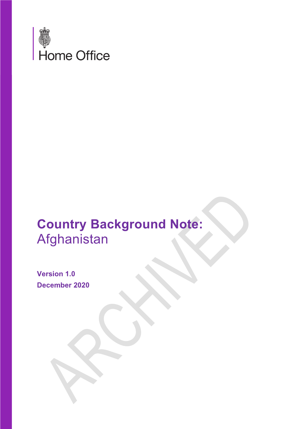 Afghanistan-Background Note-V1.0(December 2020)