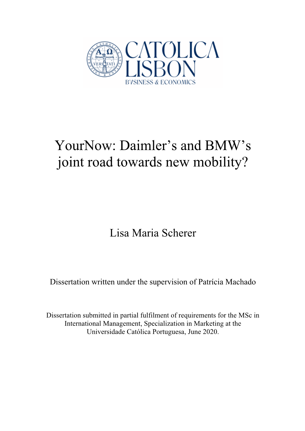 Daimler's and BMW's Joint Road Towards New Mobility?