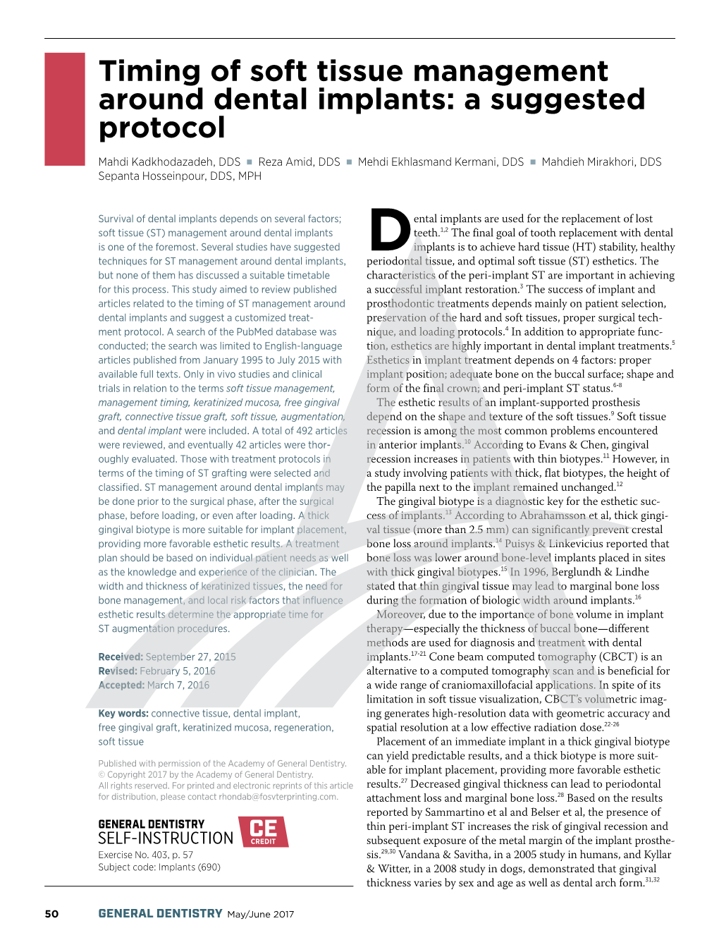 Timing of Soft Tissue Management Around Dental Implants: a Suggested Protocol