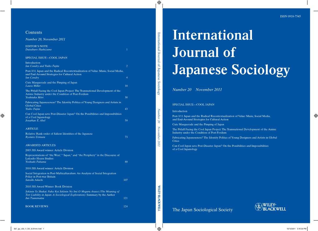 Post-3/11 Japan and the Radical Recontextualization of Value: Music, Social Media, and End-Around Strategies for Cultural Action Ian Condry