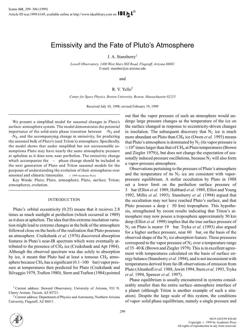 Emissivity and the Fate of Pluto's Atmosphere