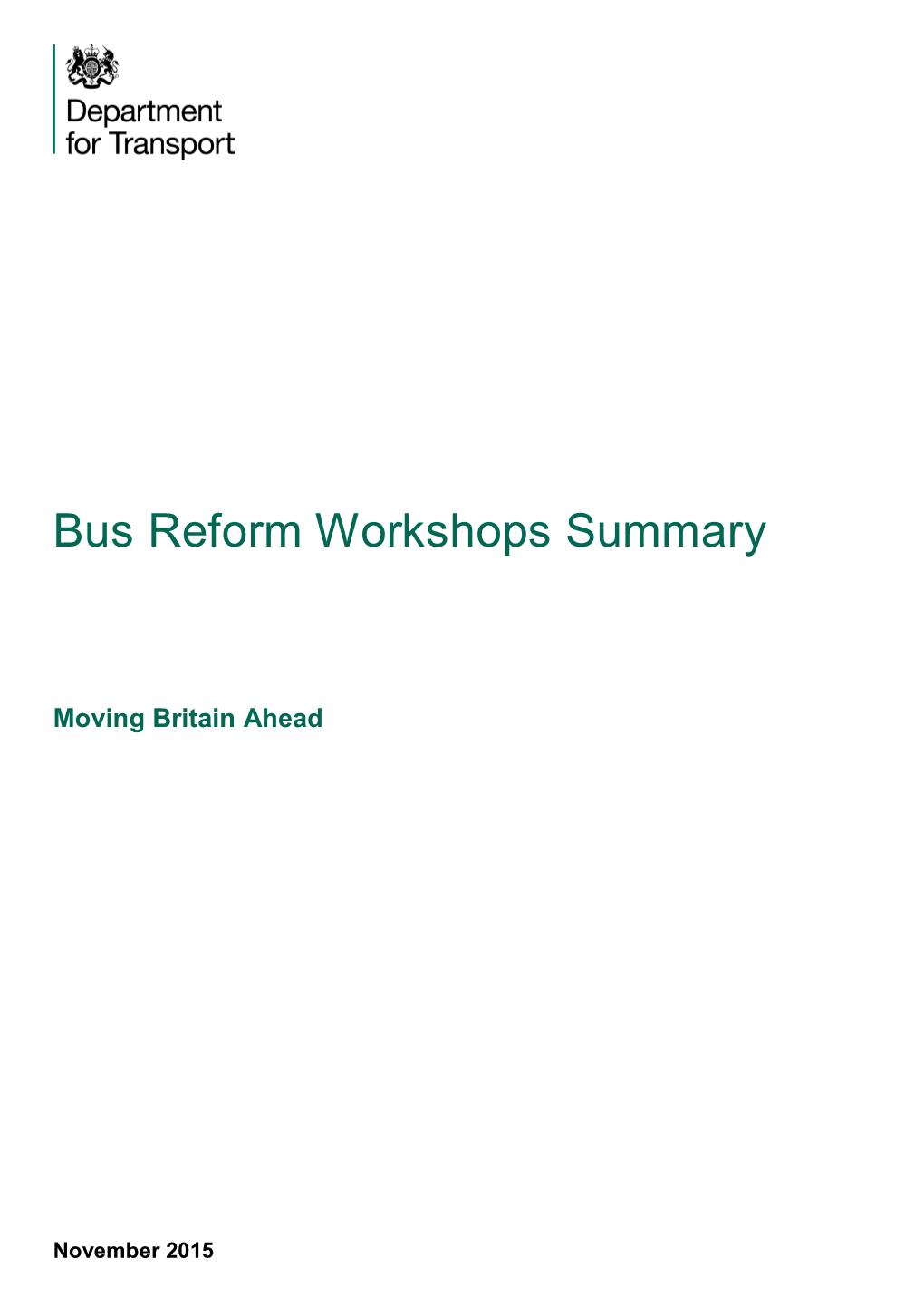 Bus Reform Workshops Summary