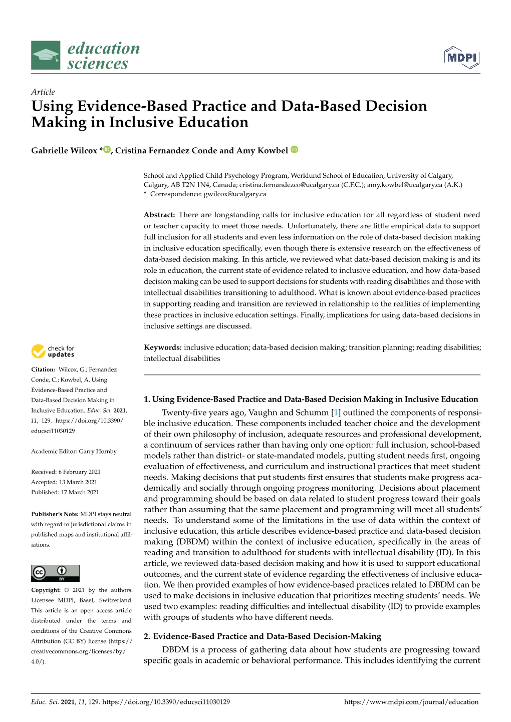 Using Evidence-Based Practice and Data-Based Decision Making in Inclusive Education