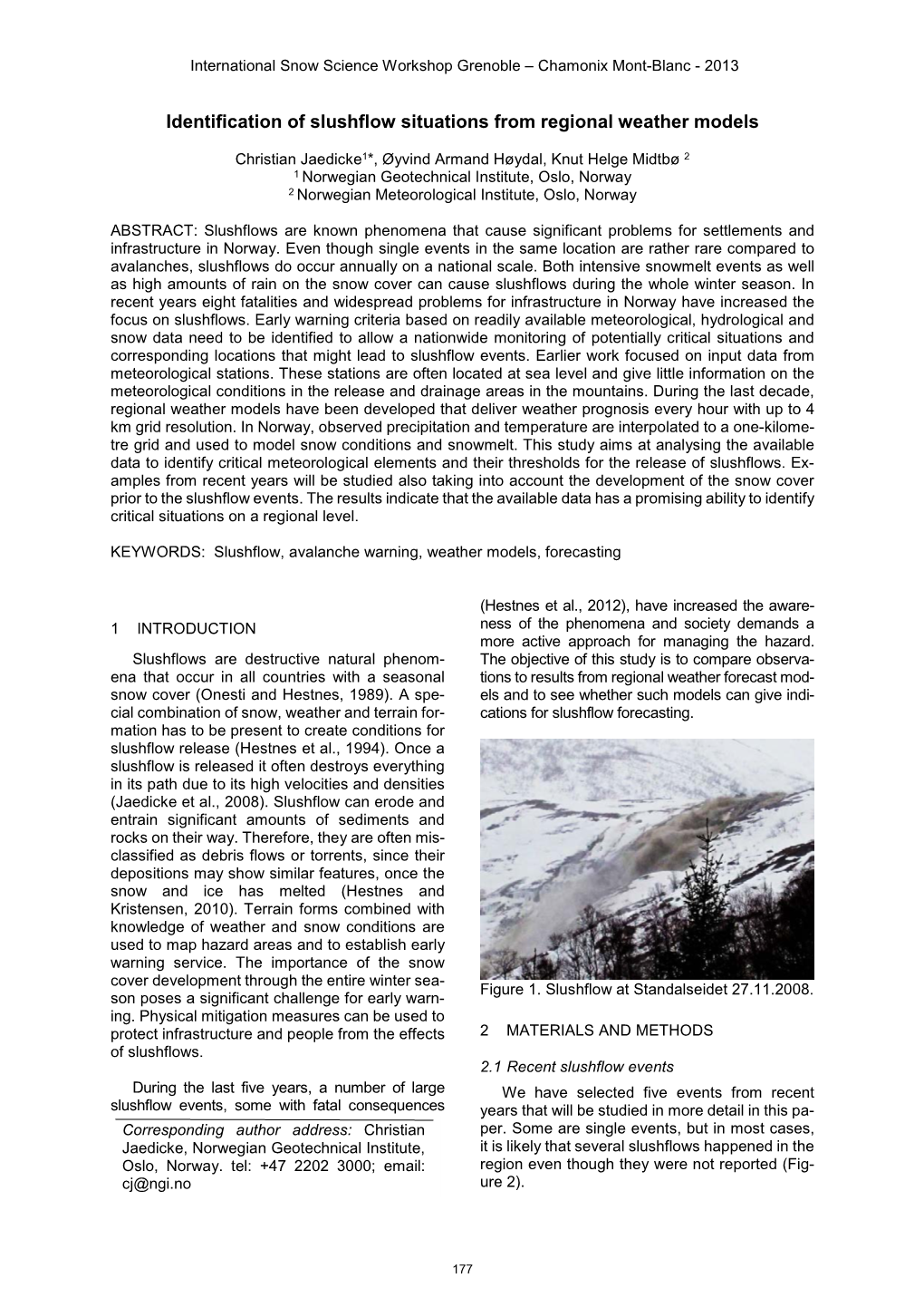 Identification of Slushflow Situations from Regional Weather Models