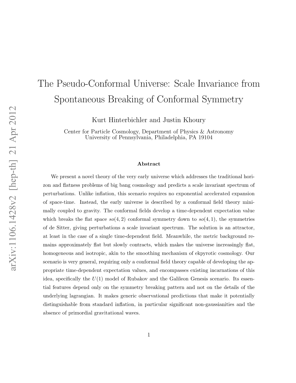 Scale Invariance from Spontaneous Breaking of Conformal Symmetry