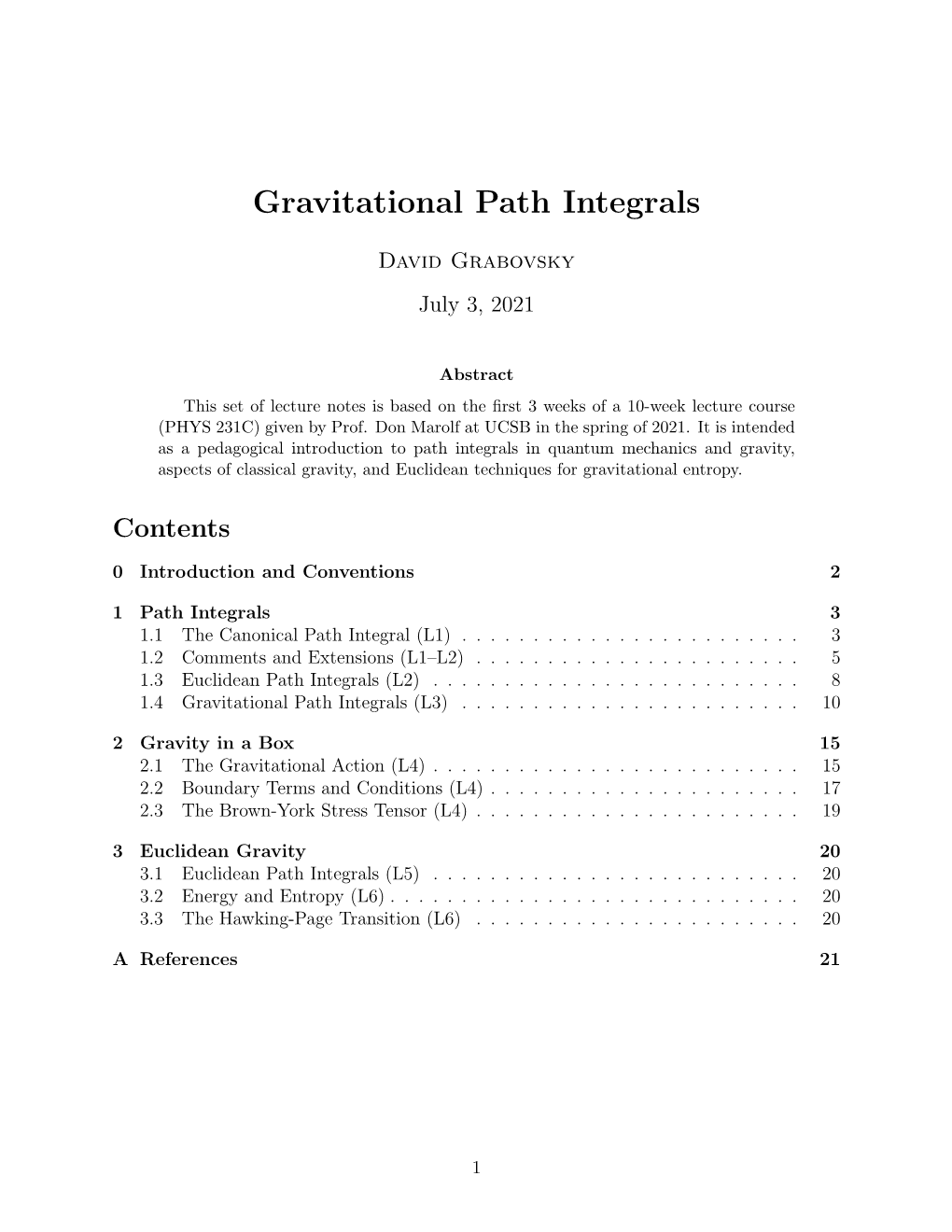 Lecture Notes on Gravitational Path Integrals