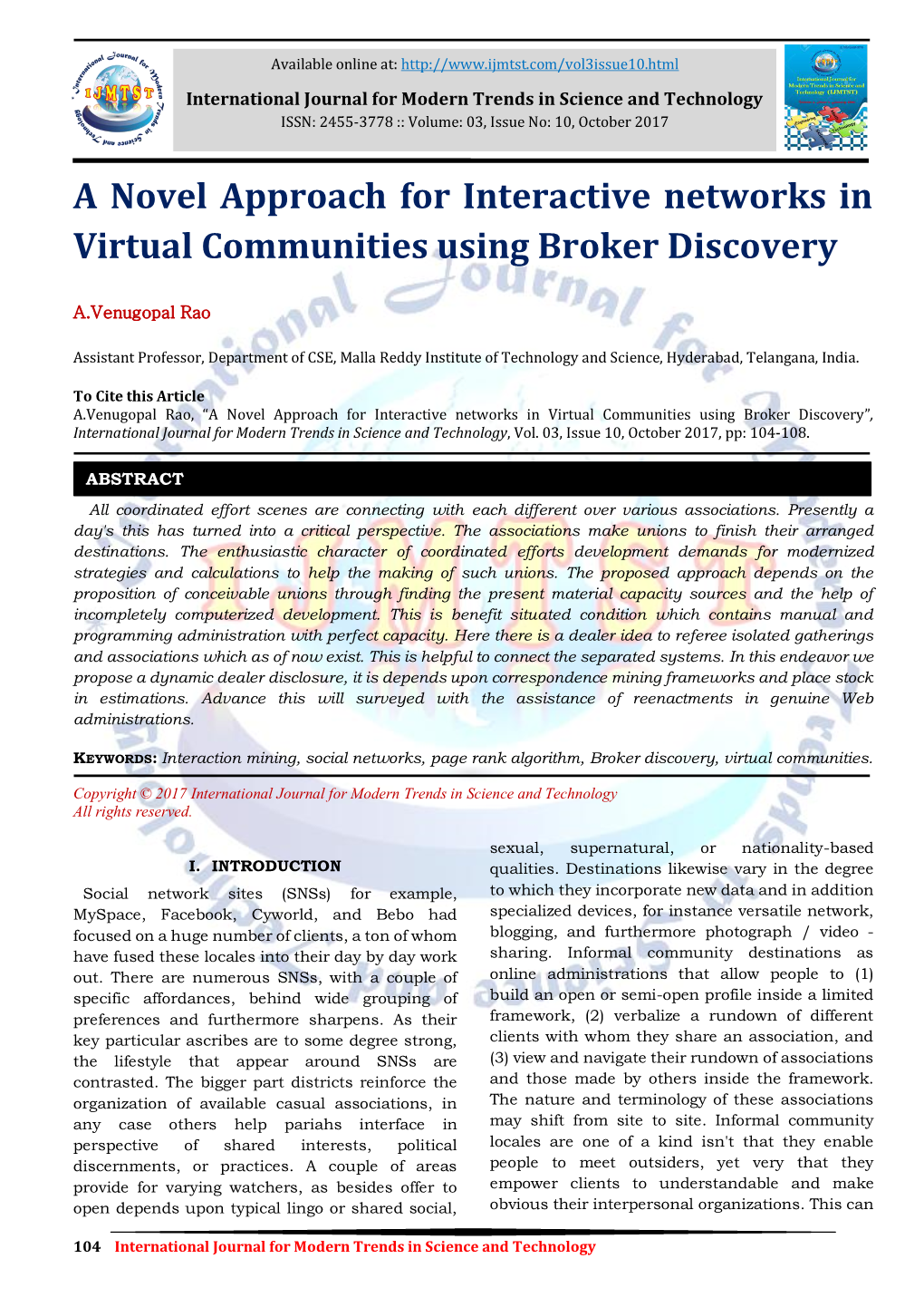 A Novel Approach for Interactive Networks in Virtual Communities Using Broker Discovery
