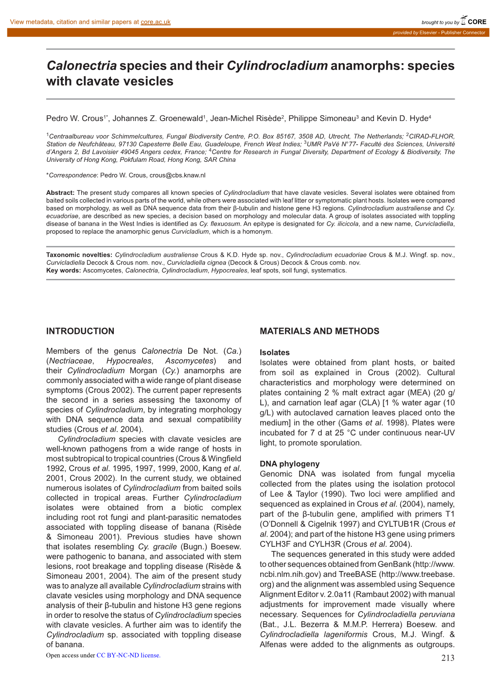 Calonectria Species and Their Cylindrocladium Anamorphs: Species with Clavate Vesicles