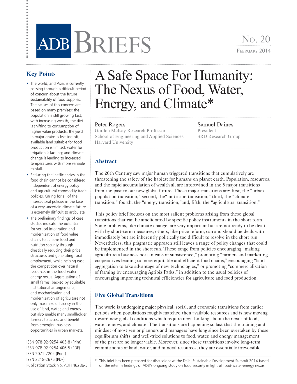 A Safe Space for Humanity: the Nexus of Food, Water, Energy, and Climate 3