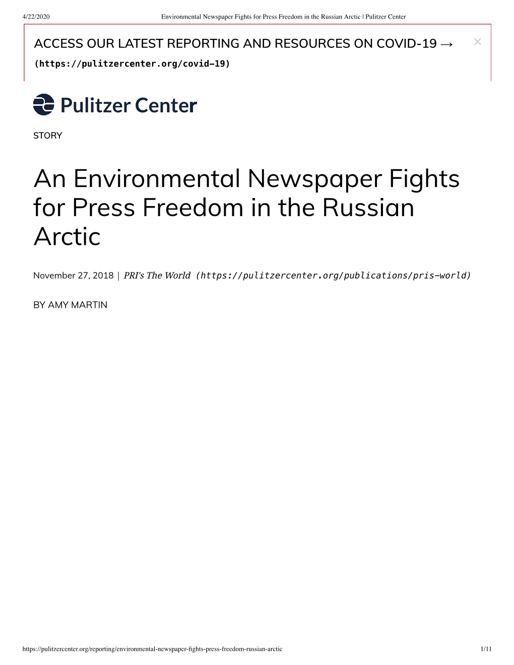 An Environmental Newspaper Fights for Press Freedom in the Russian Arctic