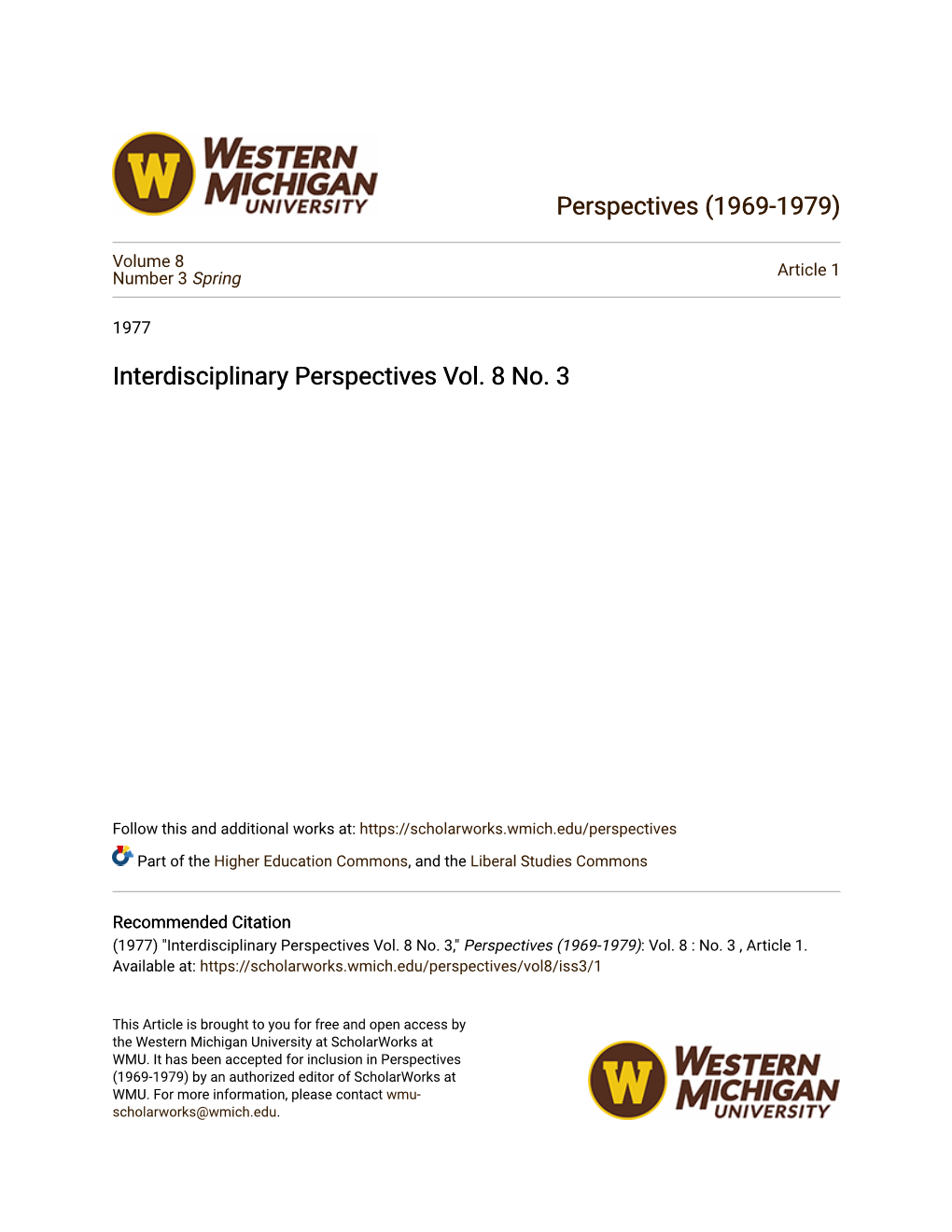 Interdisciplinary Perspectives Vol. 8 No. 3